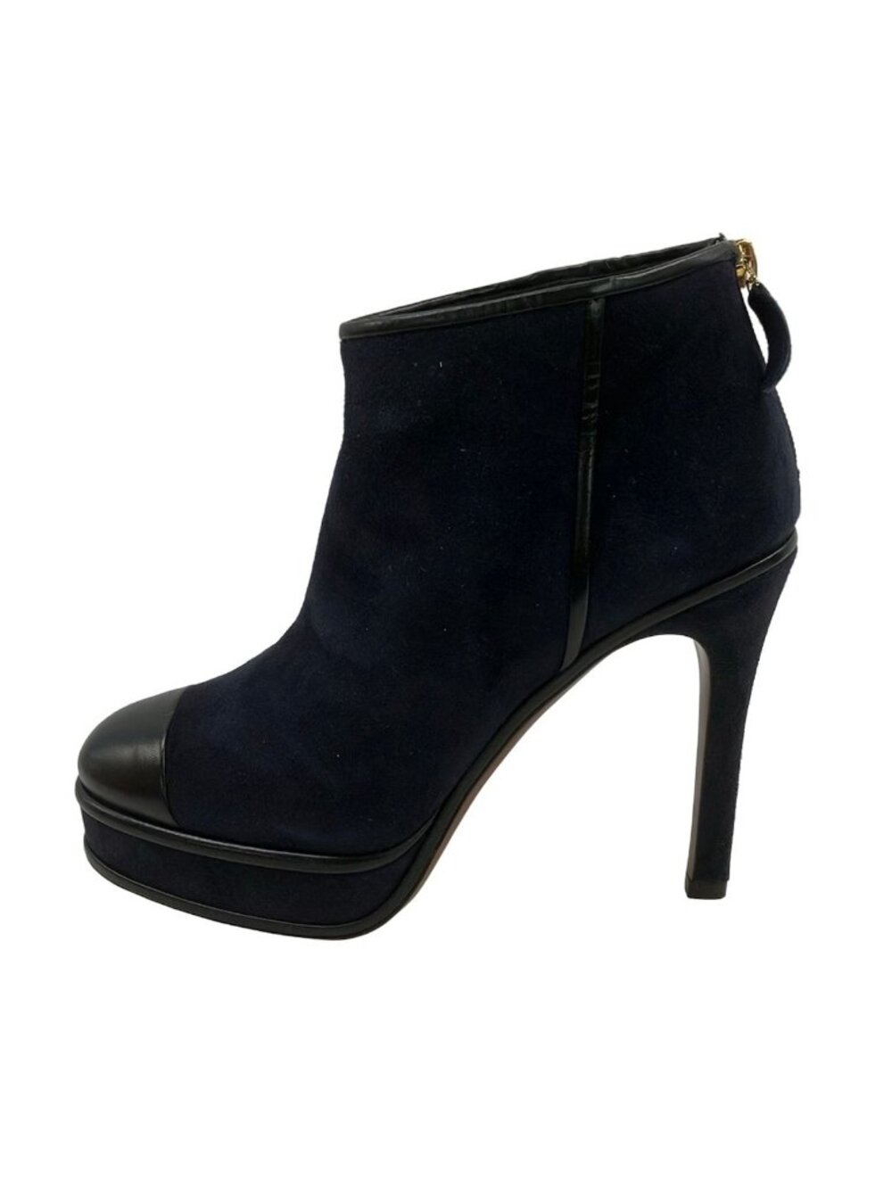 Chanel Booties C Dark Navy Leather Boot 38.5